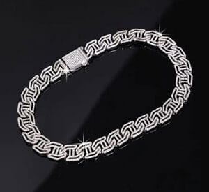 1pc-16mm- Golden Silvery Cuban Link Chain Necklace Iced Out Durable Zinc Alloy Sparkling Faux Diamond Accent