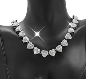 Elegant Alloy Cuban Chain Necklace-with Sparkling Heart