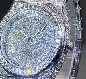 Miss Fox Men's Luxury Iced-out Paved Rhinestone Party Wrist Watch