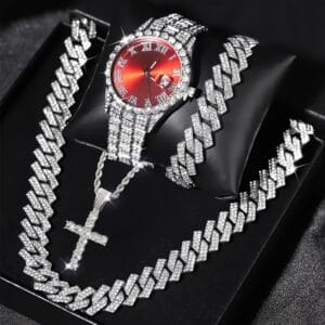 Set Of 3 Pieces And Set Of 4 Pieces, Men's Watch Set, Mayer Migu Necklace Bracelet Set, Men's Cross Necklace Set Gift