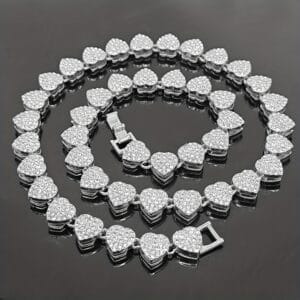 Hip hop rap heart-shaped inlaid 3A Rhinestone Shiny Fashion Necklace