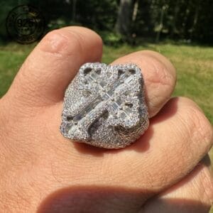 Luxury 925 Sterling Silvery Iced Real Baguette Cross Shaped Ring For Men Fashion HipHop Gothic White Gold Plated Jewelry