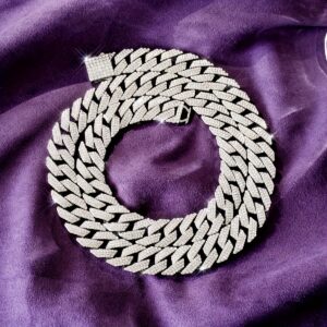 1pc 925 Sterling silver plated Cuban chain fashion necklace, full of diamonds, men's luxury hip hop shiny necklace faux diamond chain, with gift box