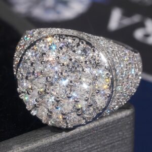 1pc Iced Out Cubic Synthetic Zirconia Ring for Men, Golden Ring Copper Hip Hop Fashion Jewelry, Ideal choice for Gifts Ladies' daily casual jewelry