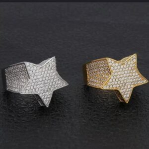 Elegant Star Cubic Synthetic Zirconia Engagement Ring for Men & Women - Hypoallergenic Alloy Wedding Band, Durable Everyday Jewelry Gift for Anniversary, Party, or Special Occasion